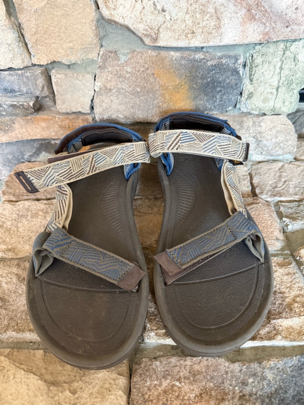Teva Brown and Beige Woven Strap Sandals